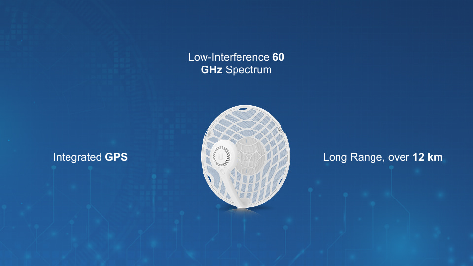 UISP airFiber 60GHz LR PTP long range bridge radio with integrated antenna for CALA region.