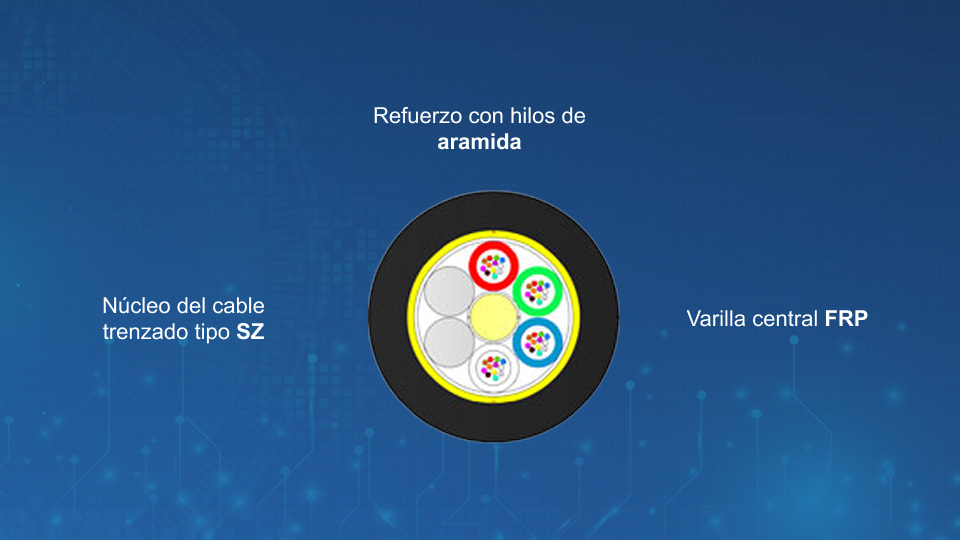 Cable aéreo telecom (construcción multi-tubo, cubierta simple)
