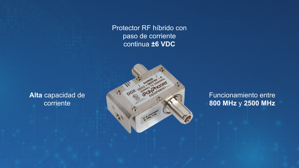 PolyPhaser Hybrid 6VDC Pass RF Lightning Protector, 800MHz-2.5GHz, DGXZ+06NFNF-A